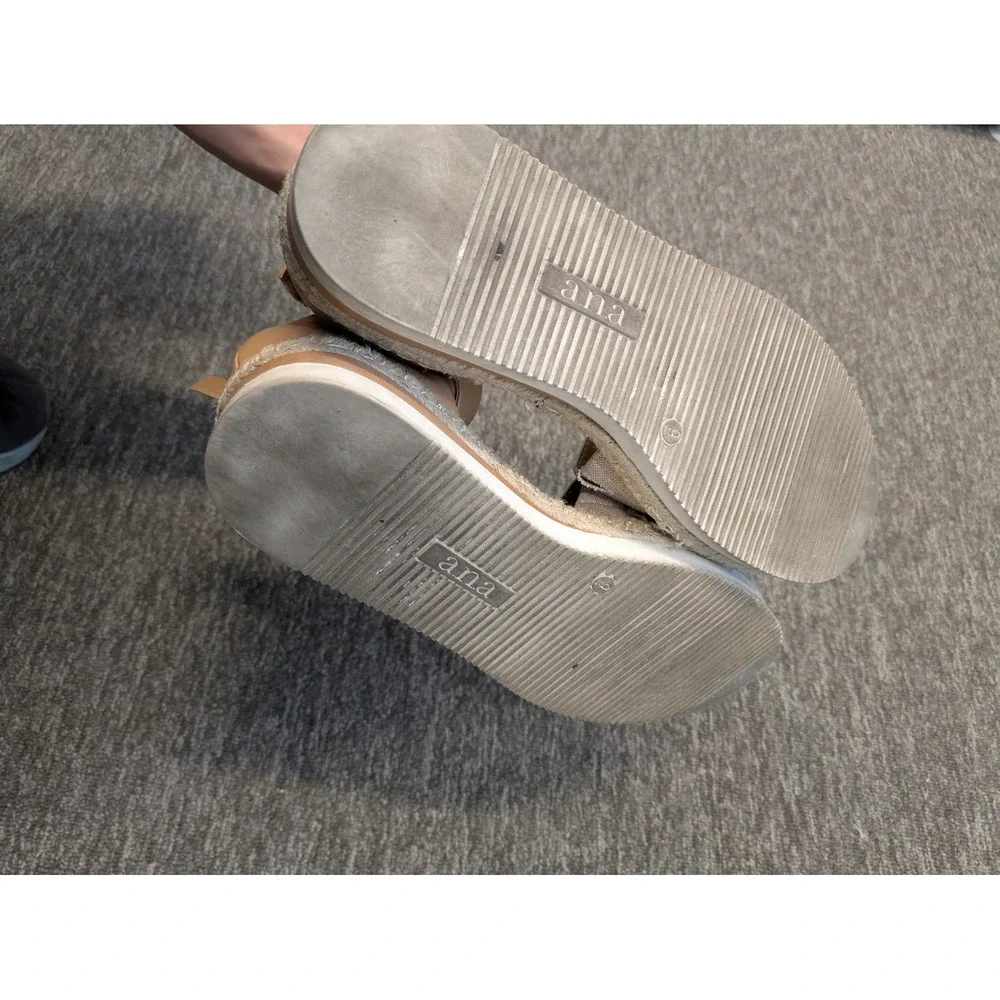 a.n.a Espadrille Flats Women's 9 Tan Ankle‎ Strap Jute Summer Boho Sandals
